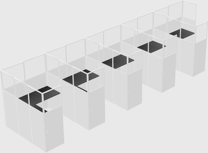 Shared l-shaped cubicle