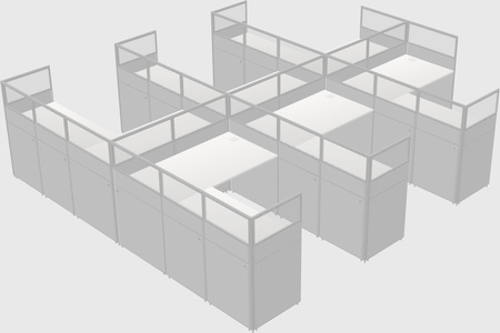 Shared l-shaped cubicle