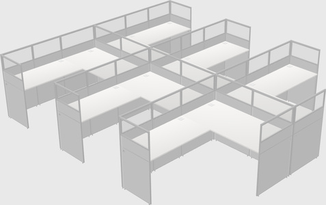 Shared l-shaped cubicle