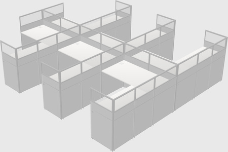 Shared l-shaped cubicle