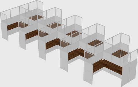 Shared l-shaped cubicle