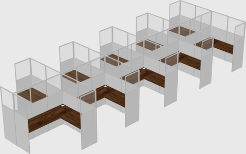 Shared l-shaped cubicle