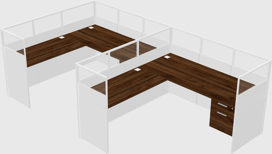 Shared l-shaped cubicle