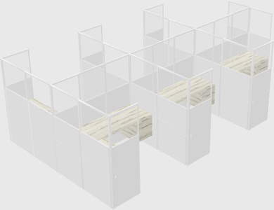 Shared l-shaped cubicle
