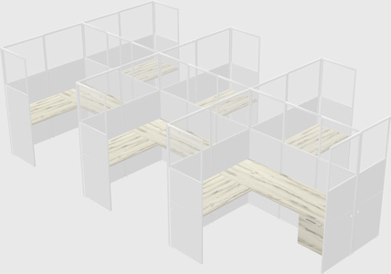 Shared l-shaped cubicle