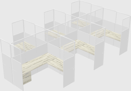 Shared l-shaped cubicle