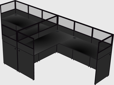 Shared l-shaped cubicle