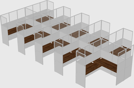 Shared l-shaped cubicle