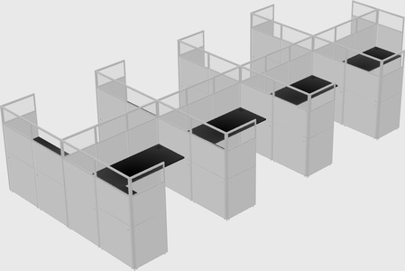Shared l-shaped cubicle
