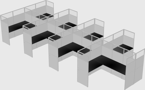 Shared l-shaped cubicle