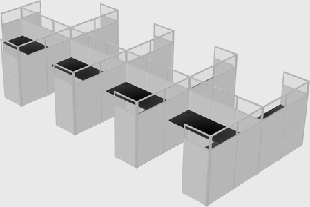 Shared l-shaped cubicle