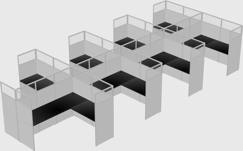 Shared l-shaped cubicle