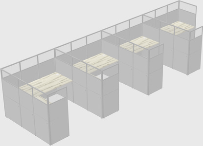 Shared l-shaped cubicle