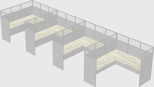 Shared l-shaped cubicle