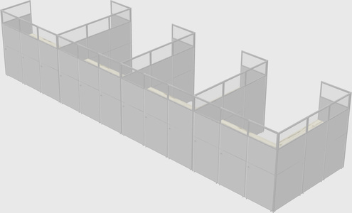 Shared l-shaped cubicle