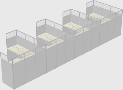 Shared l-shaped cubicle