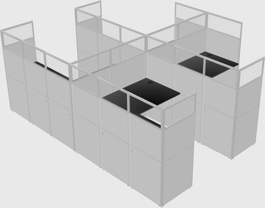 Shared l-shaped cubicle