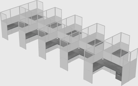 Shared l-shaped cubicle