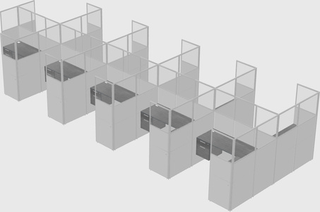 Shared l-shaped cubicle