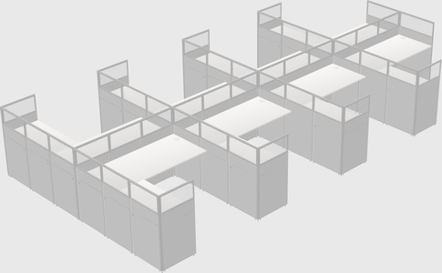 Shared l-shaped cubicle