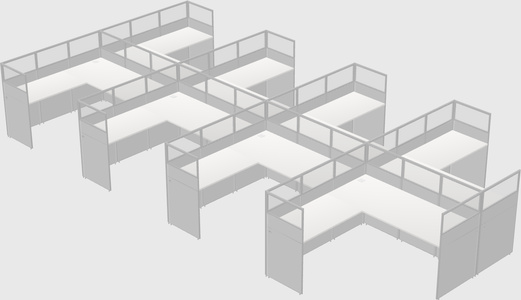 Shared l-shaped cubicle