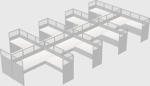 Shared l-shaped cubicle