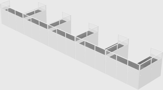 Shared l-shaped cubicle