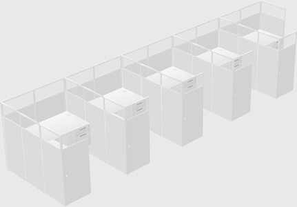 Shared l-shaped cubicle