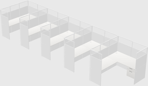 Shared l-shaped cubicle