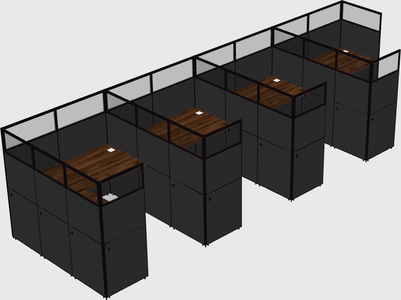 Shared l-shaped cubicle