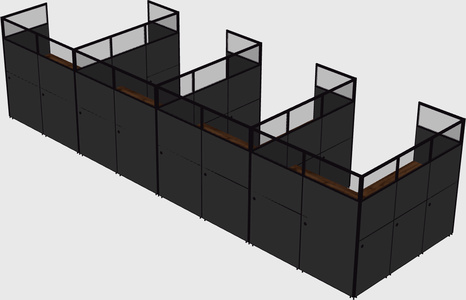 Shared l-shaped cubicle