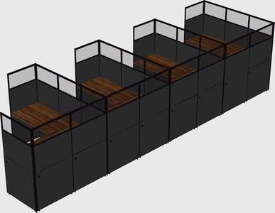 Shared l-shaped cubicle