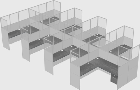 Shared l-shaped cubicle