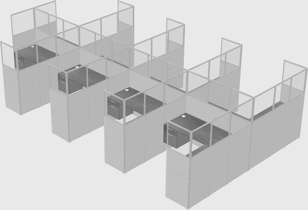 Shared l-shaped cubicle