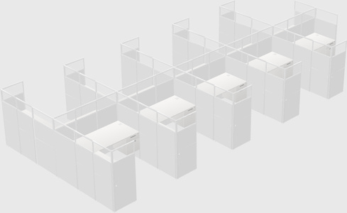 Shared l-shaped cubicle