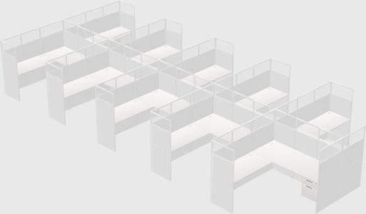 Shared l-shaped cubicle
