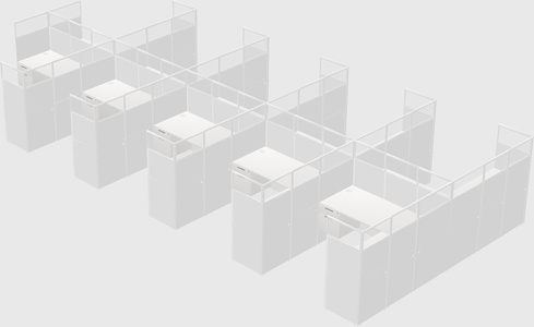 Shared l-shaped cubicle
