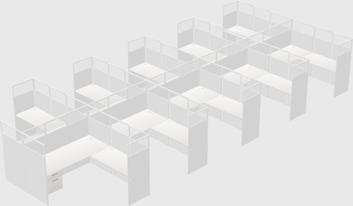Shared l-shaped cubicle