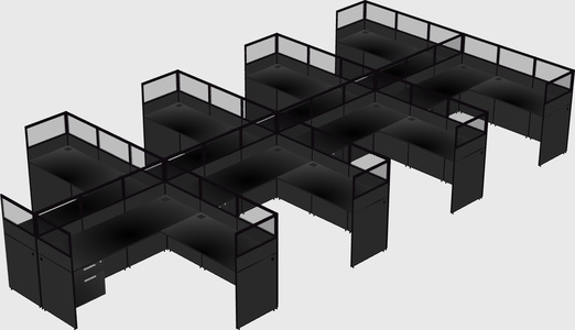 Shared l-shaped cubicle