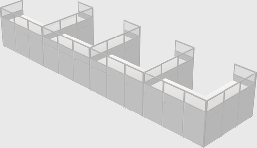 Shared l-shaped cubicle