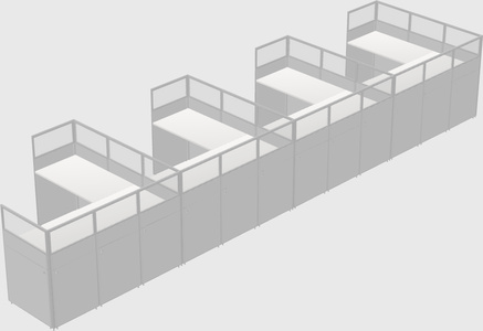 Shared l-shaped cubicle