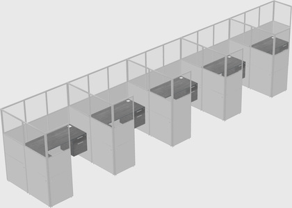 Shared l-shaped cubicle