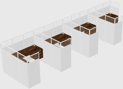 Shared l-shaped cubicle