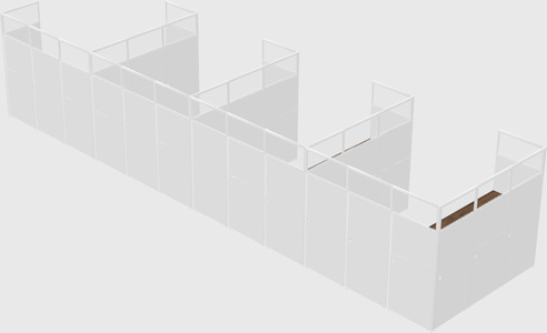 Shared l-shaped cubicle