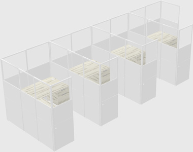 Shared l-shaped cubicle