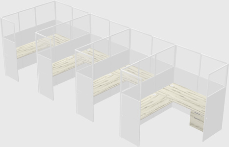 Shared l-shaped cubicle