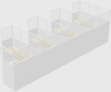 Shared l-shaped cubicle