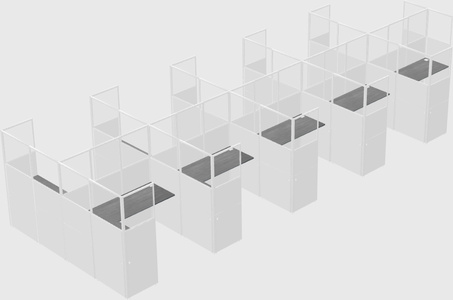 Shared l-shaped cubicle