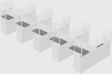 Shared l-shaped cubicle