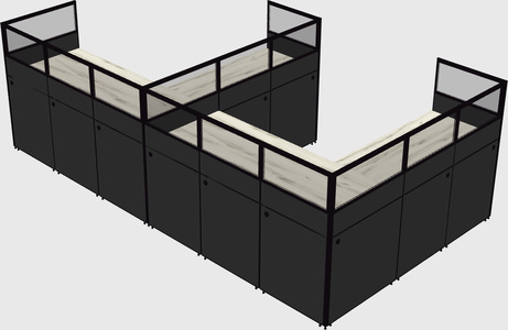 Shared l-shaped cubicle
